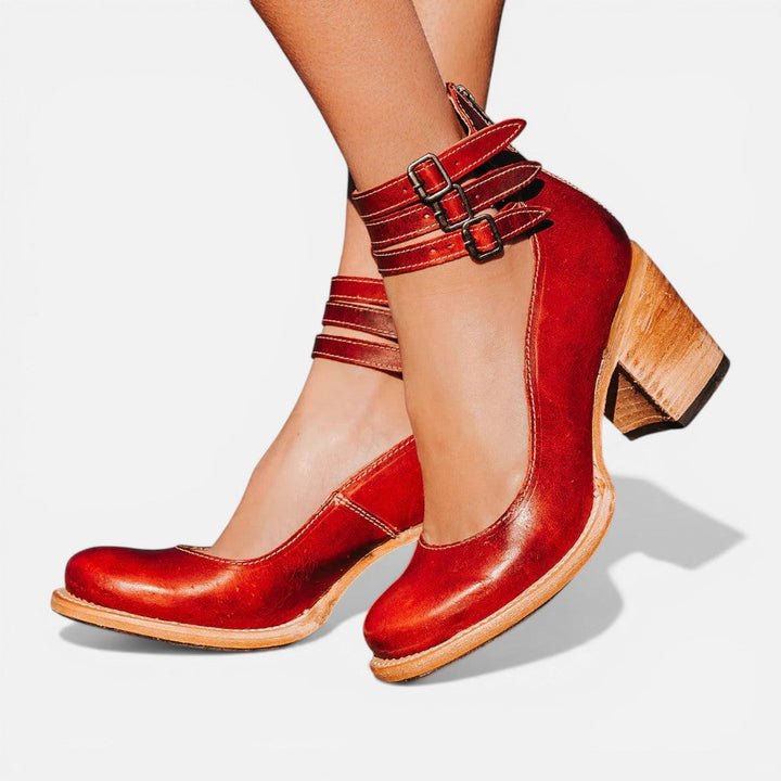 Women's Block Heel Ankle Boots – Buckle Strap Comfort
