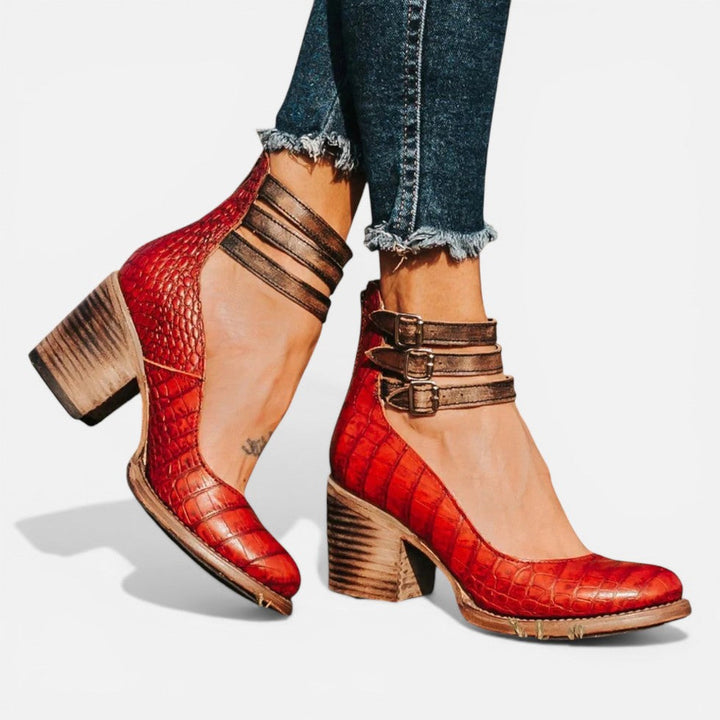Women's Block Heel Ankle Boots – Buckle Strap Comfort