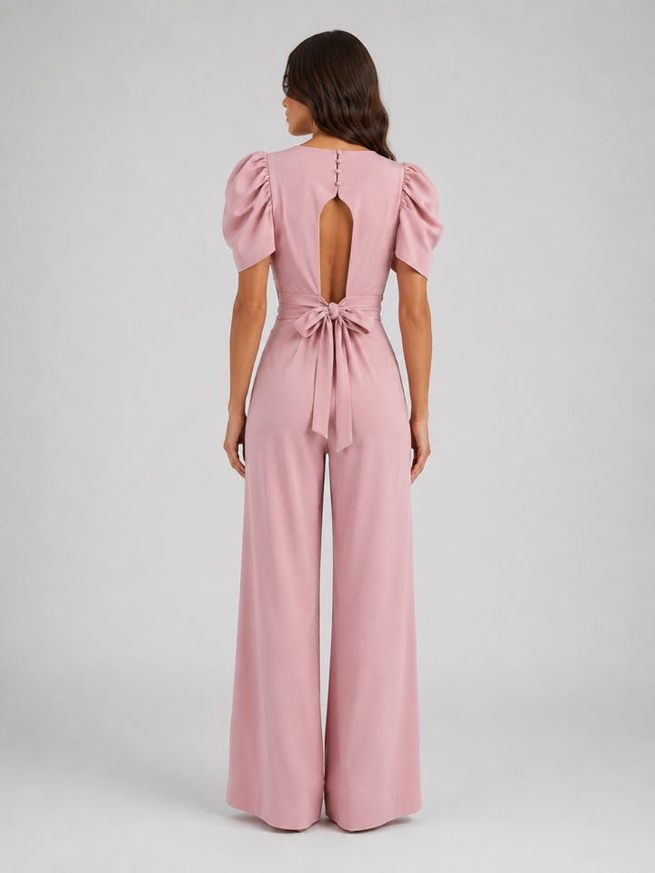 Women's Puff Sleeve Wide Leg Jumpsuit – Tailored Formal Style