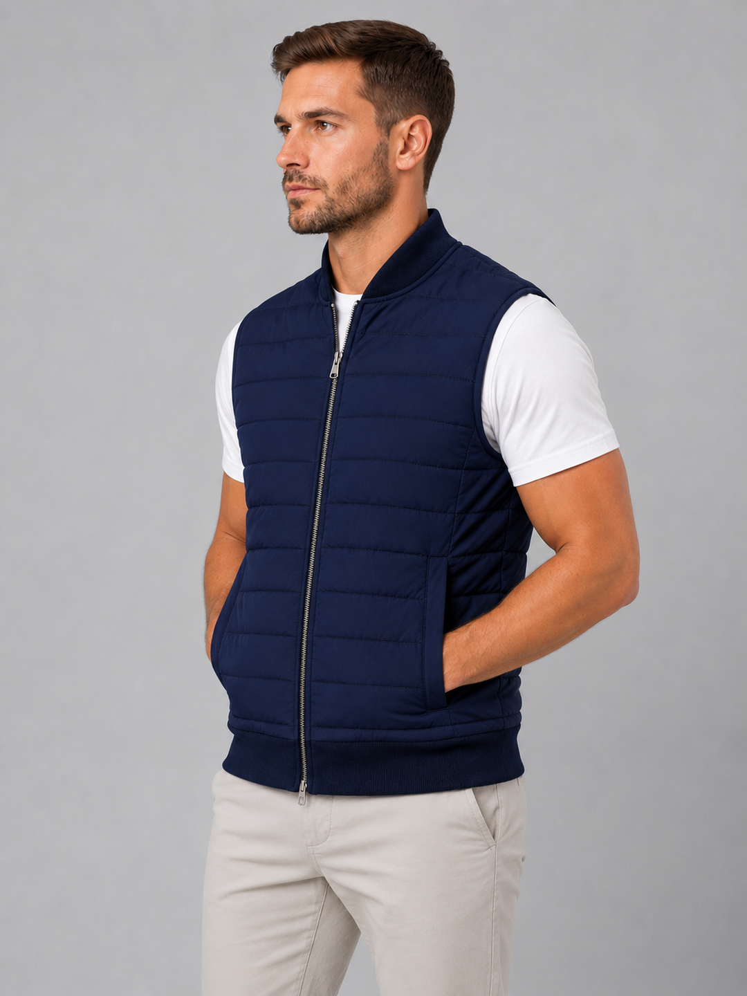 Men's Lightweight Quilted Bodywarmer – Full Zip Gilet Vest