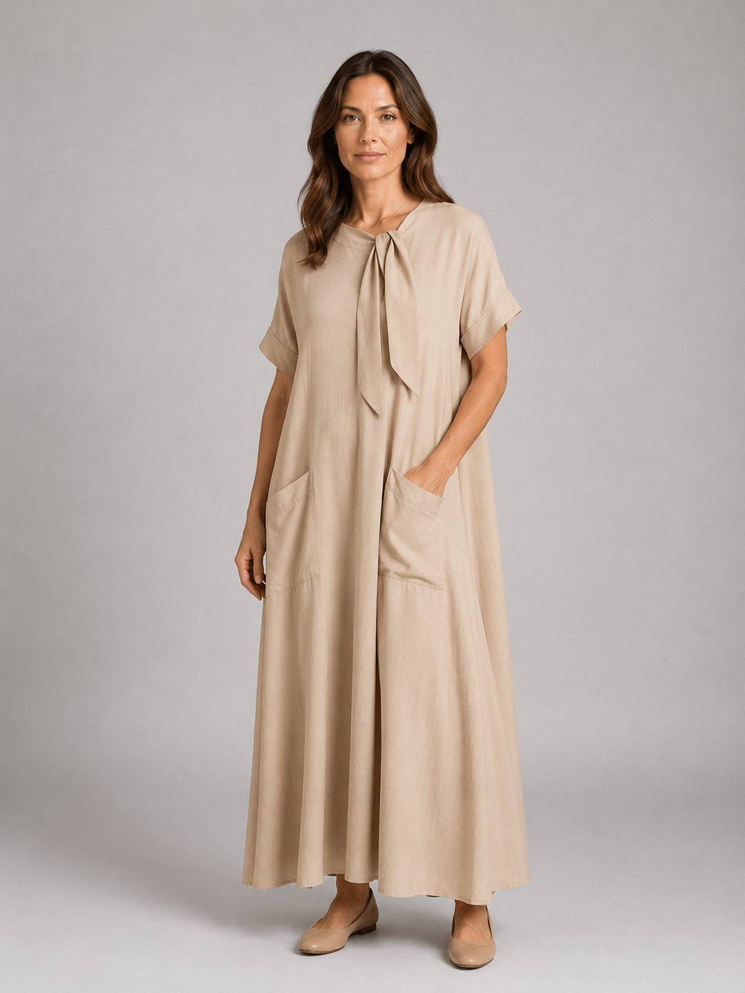 Women's Relaxed Pocket Maxi Dress – Flattering Flowy Silhouette