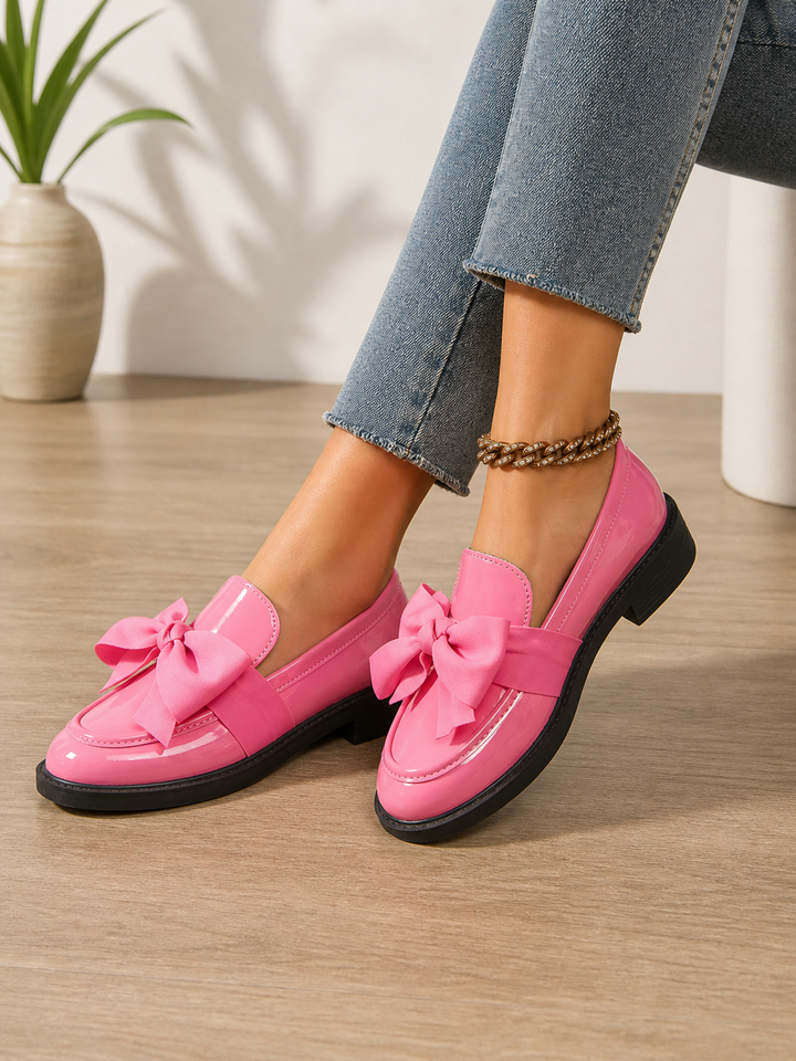 Women’s Leather Loafers – Bow Detail Classic Slip-On