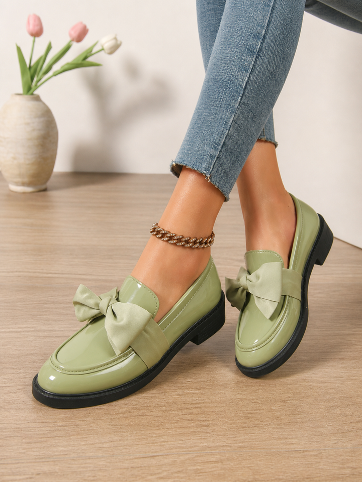 Women’s Leather Loafers – Bow Detail Classic Slip-On