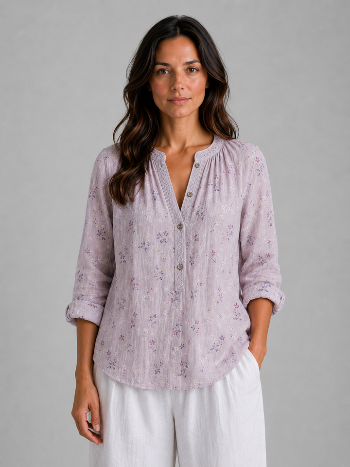 Women's Bohemian V-Neck Blouse – Relaxed Style Top