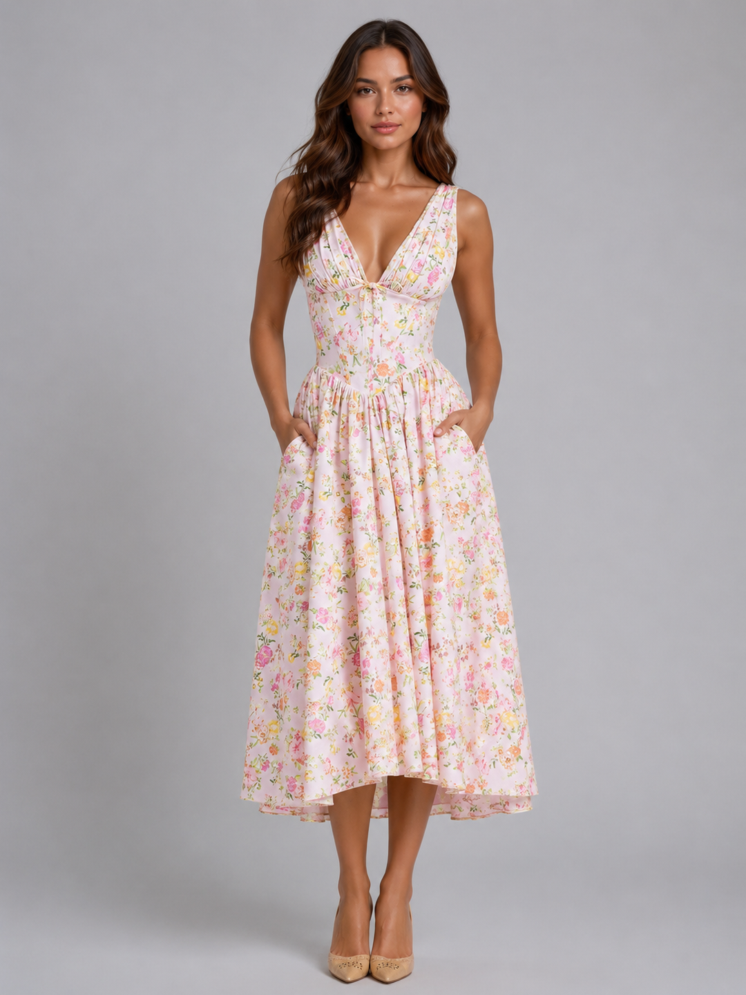 Women’s Floral Midi Sundress – Summer Occasion Style