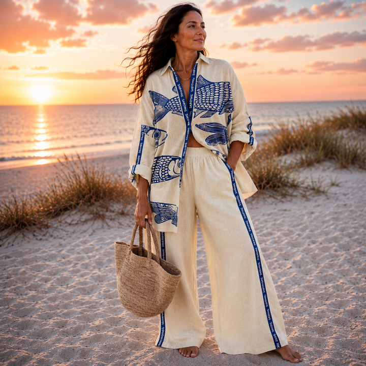 Morena | Ocean Print Relaxed Co-Ord Set