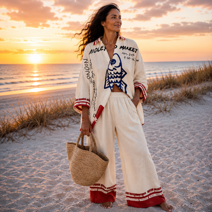 Morena | Ocean Print Relaxed Co-Ord Set