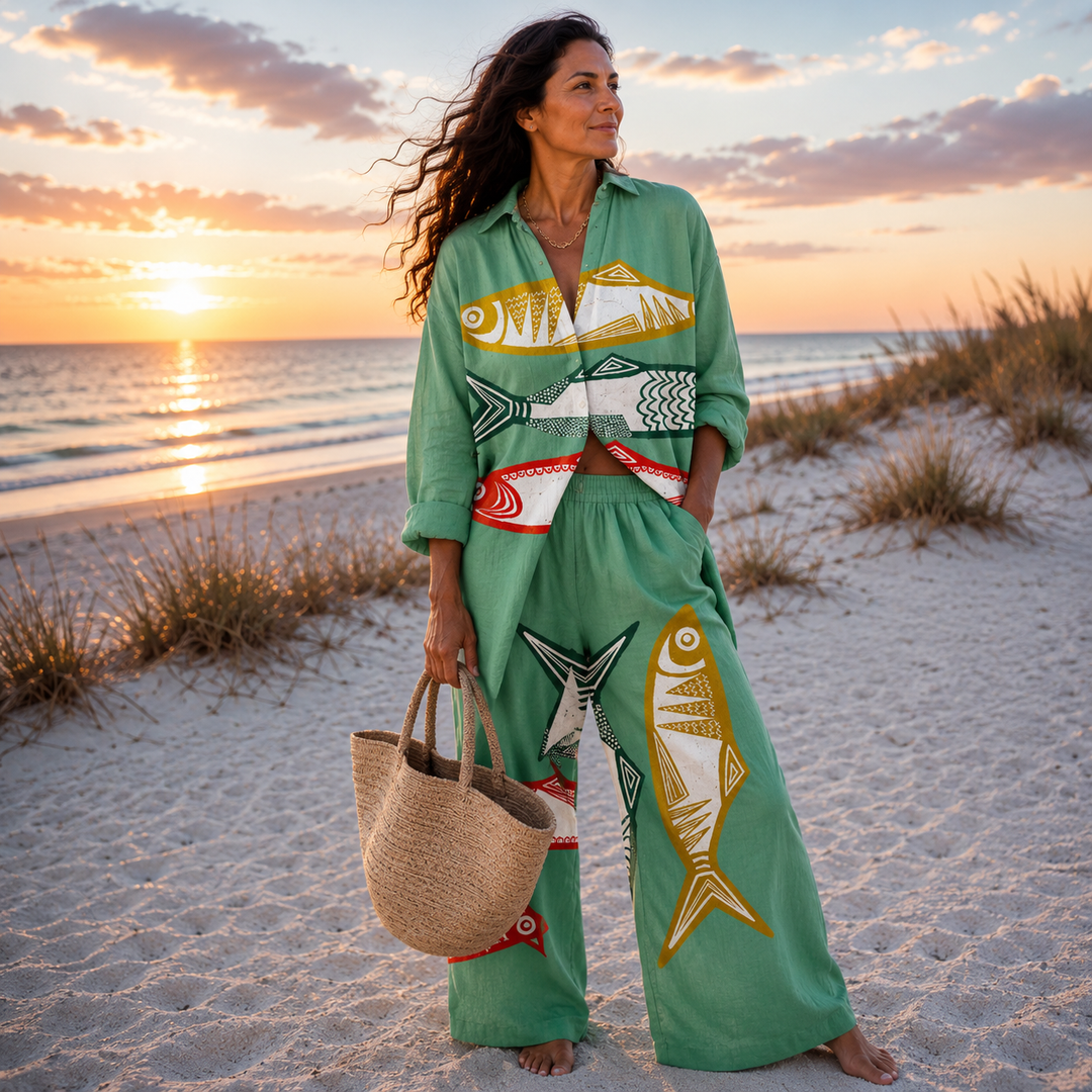 Morena | Ocean Print Relaxed Co-Ord Set