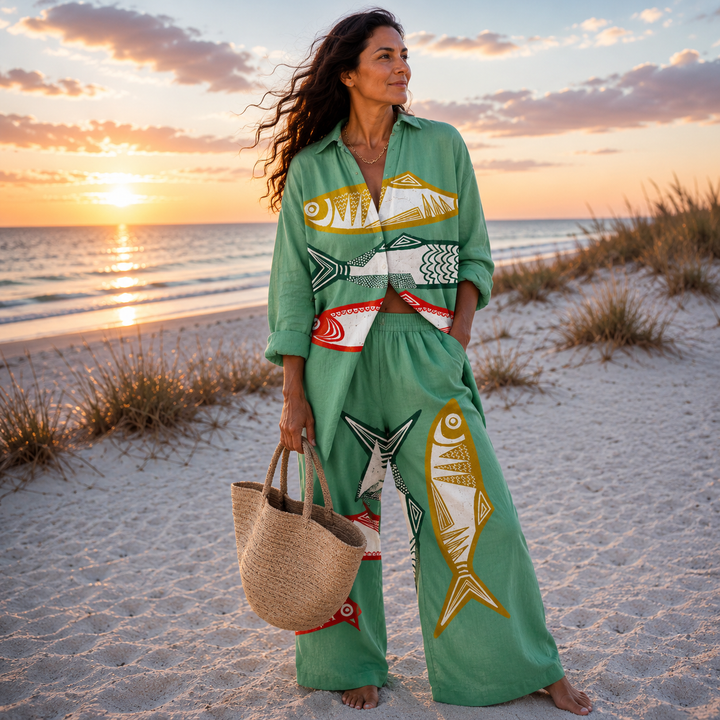 Morena | Ocean Print Relaxed Co-Ord Set