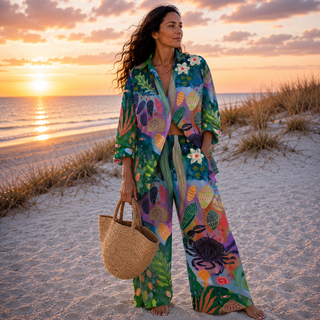 Morena | Ocean Print Relaxed Co-Ord Set