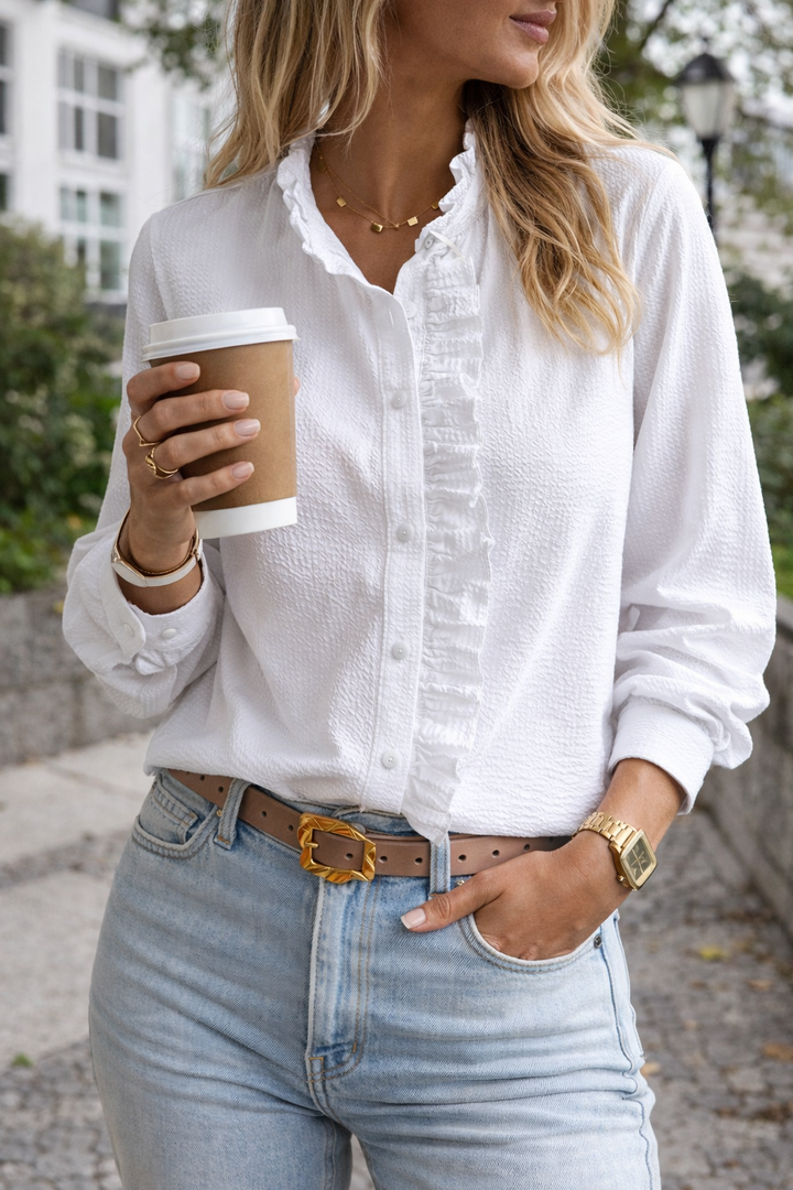 Harper | Women Ruffle Detail Button Blouse