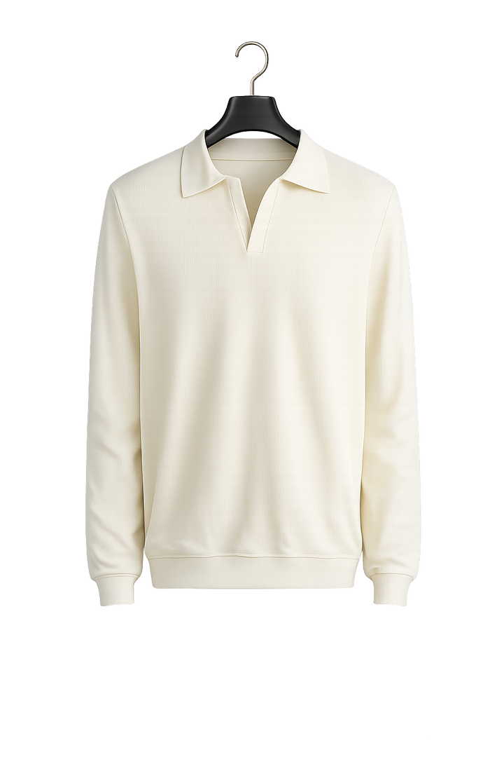 Ribbed Polo Cotton Sweater