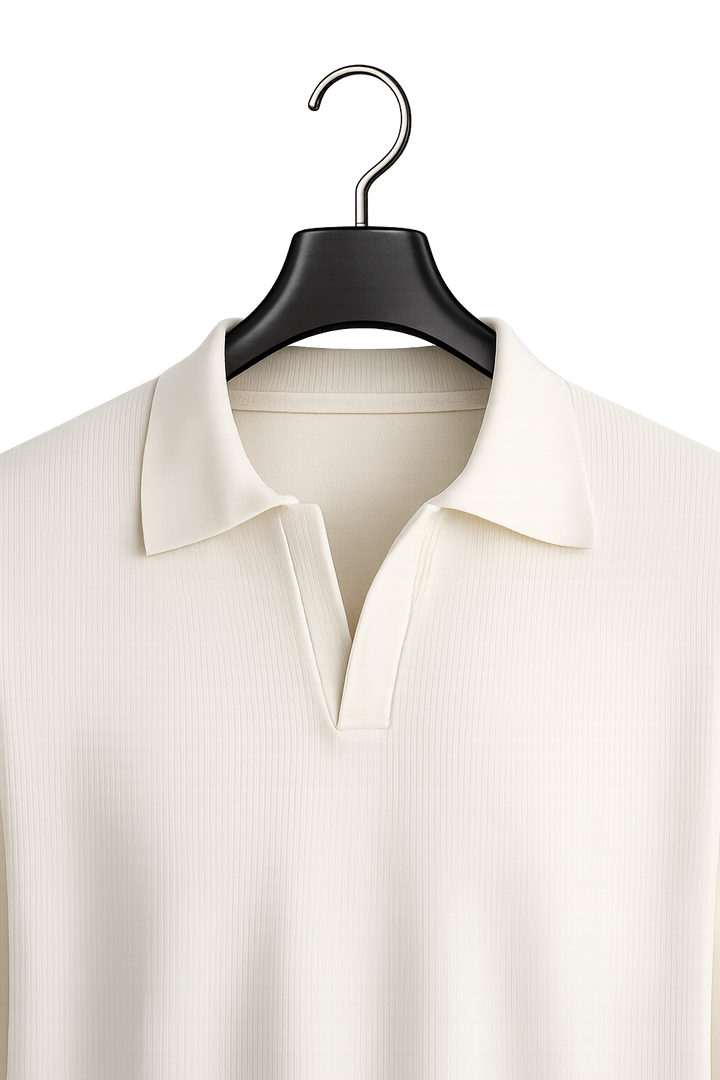 Ribbed Polo Cotton Sweater