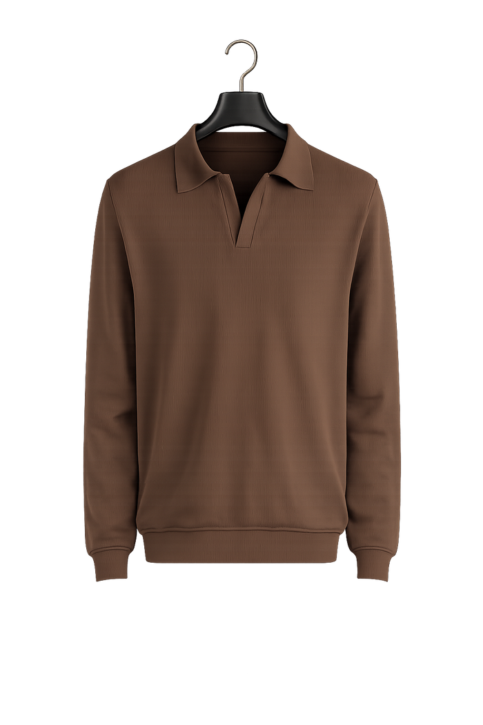 Ribbed Polo Cotton Sweater