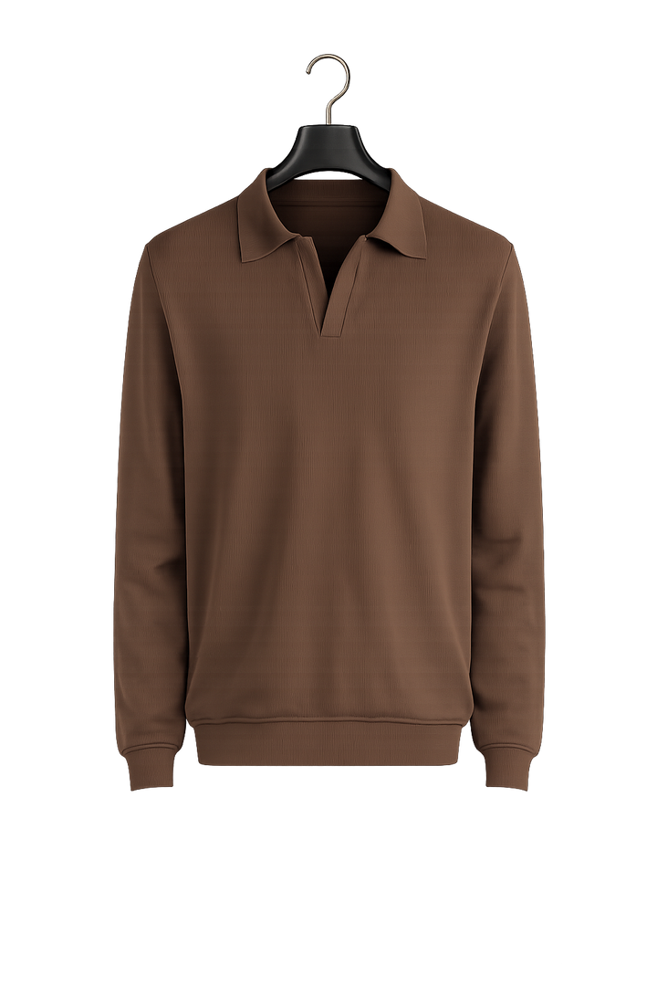 Ribbed Polo Cotton Sweater