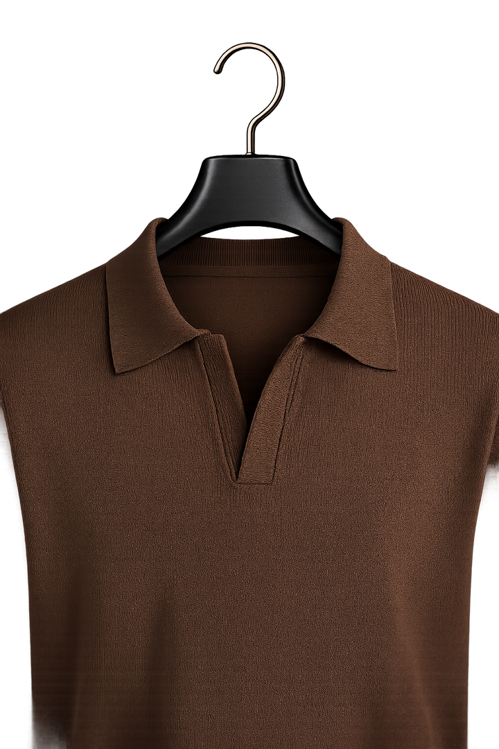 Ribbed Polo Cotton Sweater
