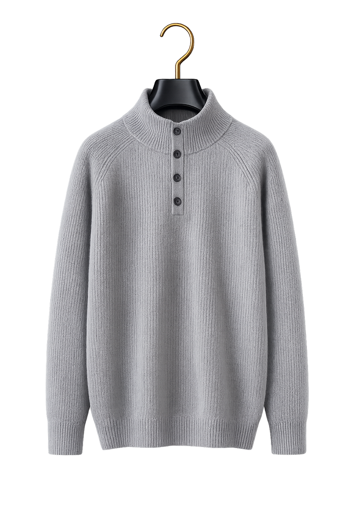 Maison Cashmere Mock-Neck Henley