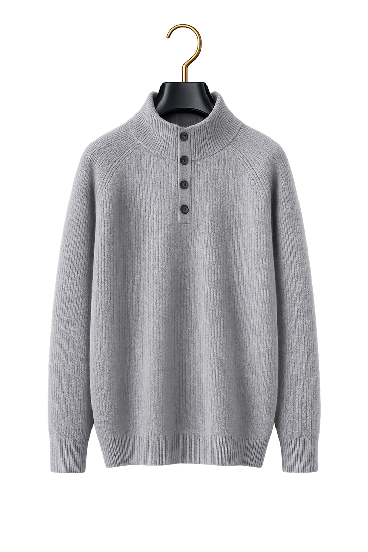 Maison Cashmere Mock-Neck Henley