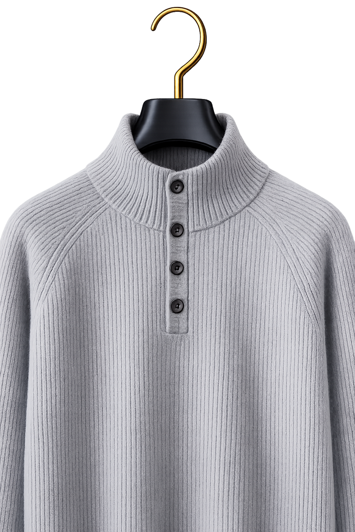 Maison Cashmere Mock-Neck Henley