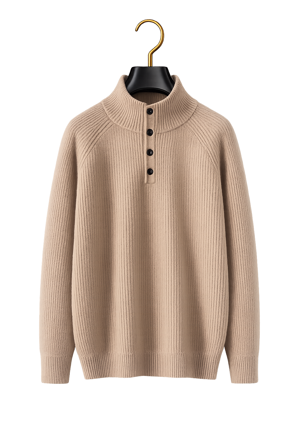 Maison Cashmere Mock-Neck Henley