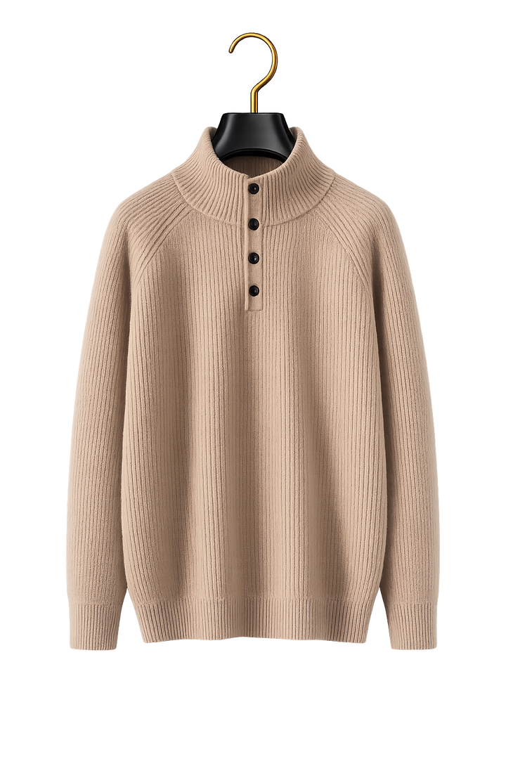 Maison Cashmere Mock-Neck Henley