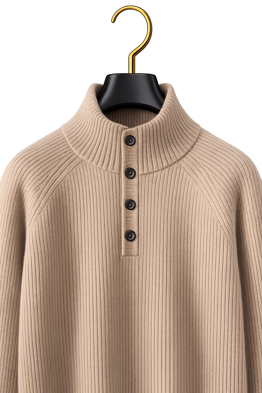 Maison Cashmere Mock-Neck Henley