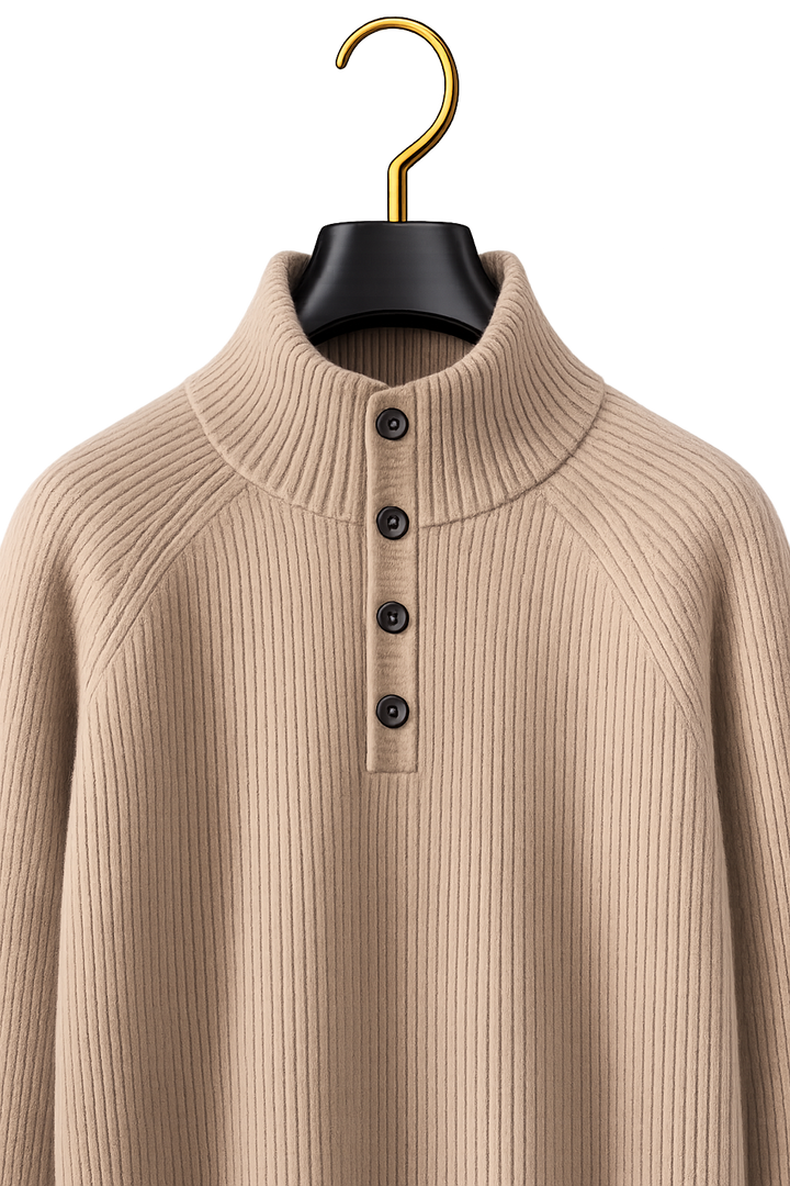 Maison Cashmere Mock-Neck Henley