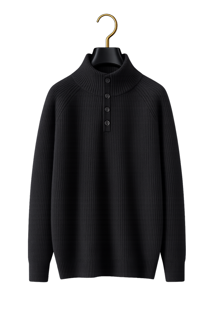 Maison Cashmere Mock-Neck Henley