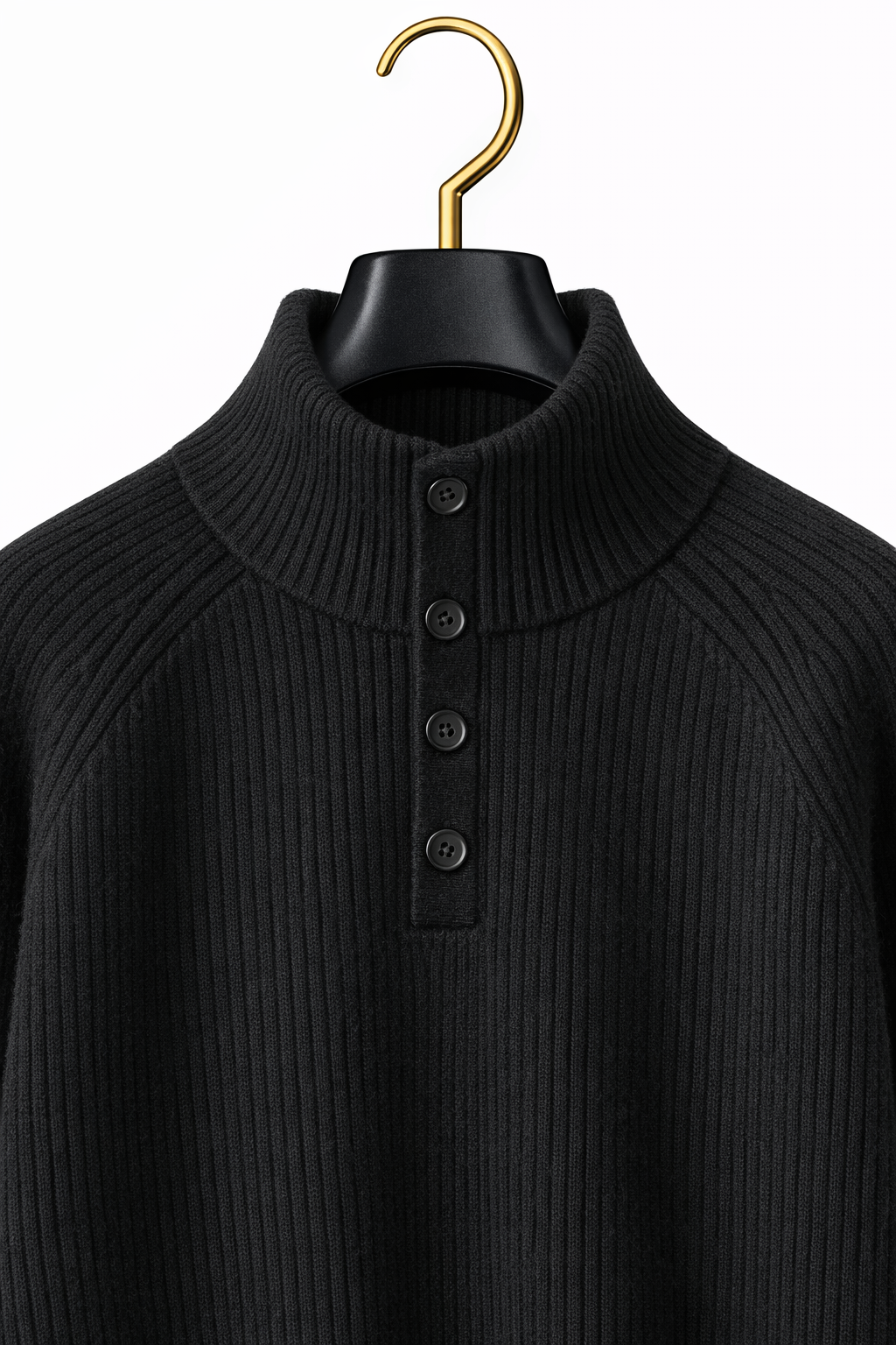 Maison Cashmere Mock-Neck Henley