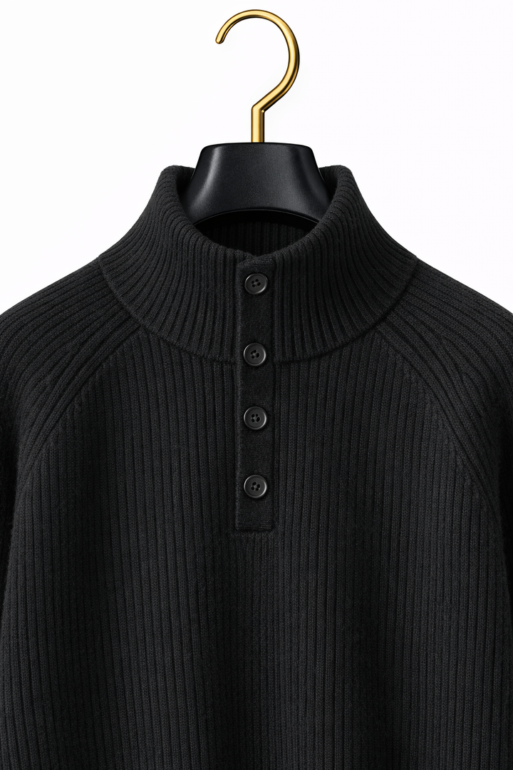 Maison Cashmere Mock-Neck Henley
