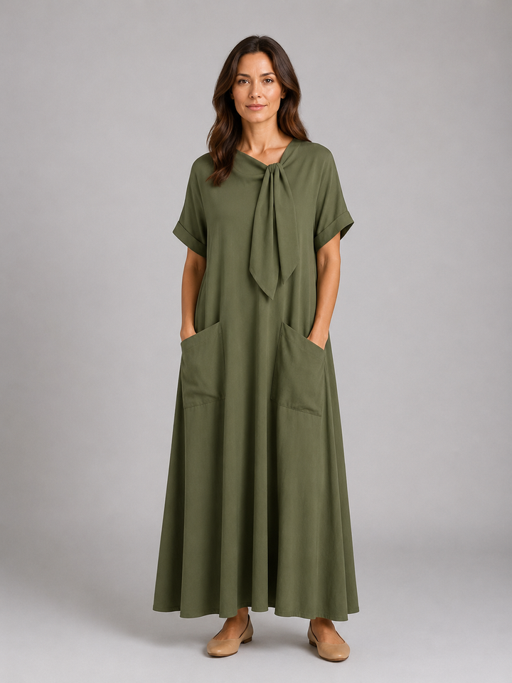 Women's Relaxed Pocket Maxi Dress – Flattering Flowy Silhouette