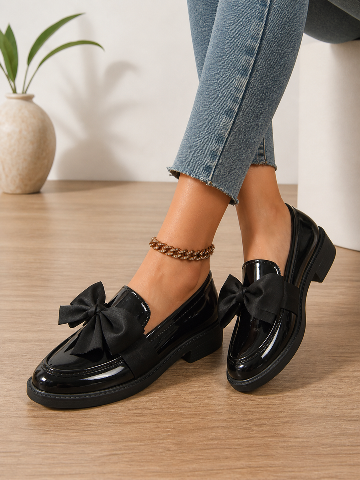 Women’s Leather Loafers – Bow Detail Classic Slip-On