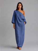 Women's One Shoulder Maxi Dress – Relaxed Draped Fit