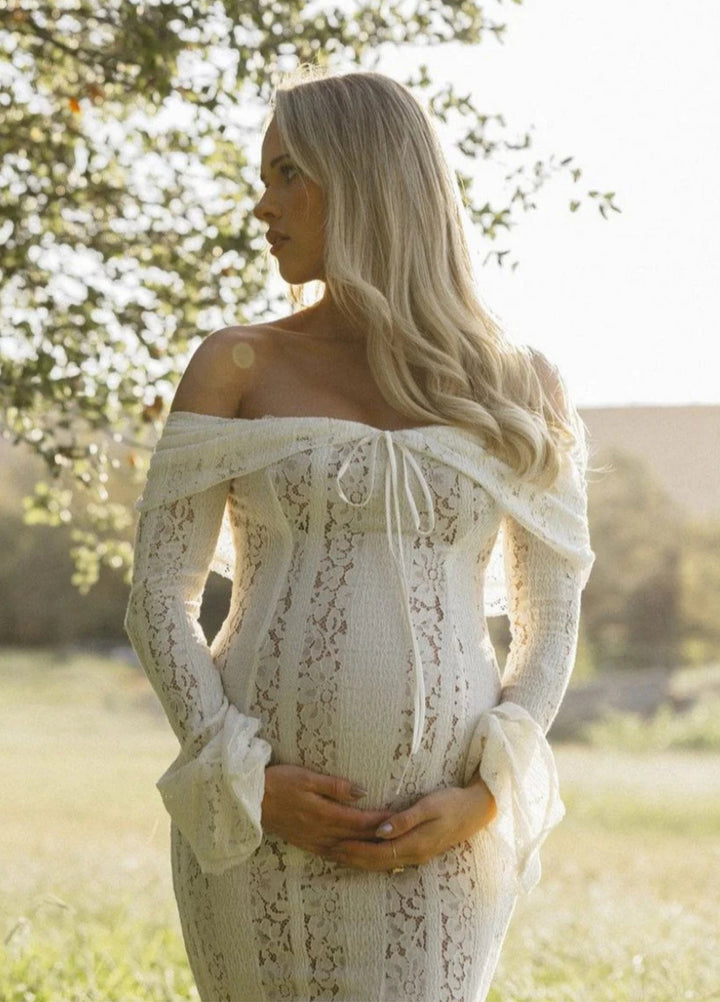 Arielle | Elegant Lace White Maxi Dress