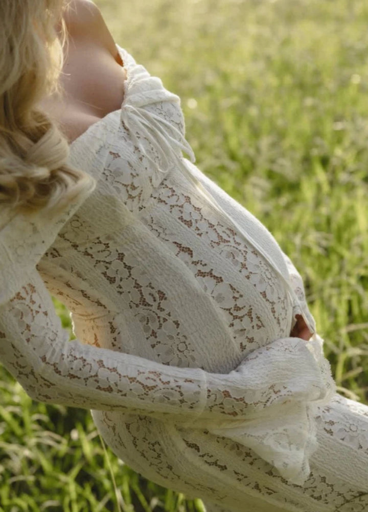 Arielle | Elegant Lace White Maxi Dress