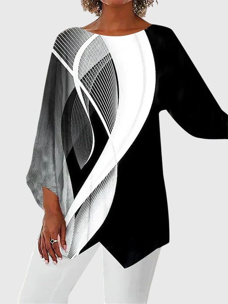 Maya | Elegant Butterfly Print Asymmetric Blouse