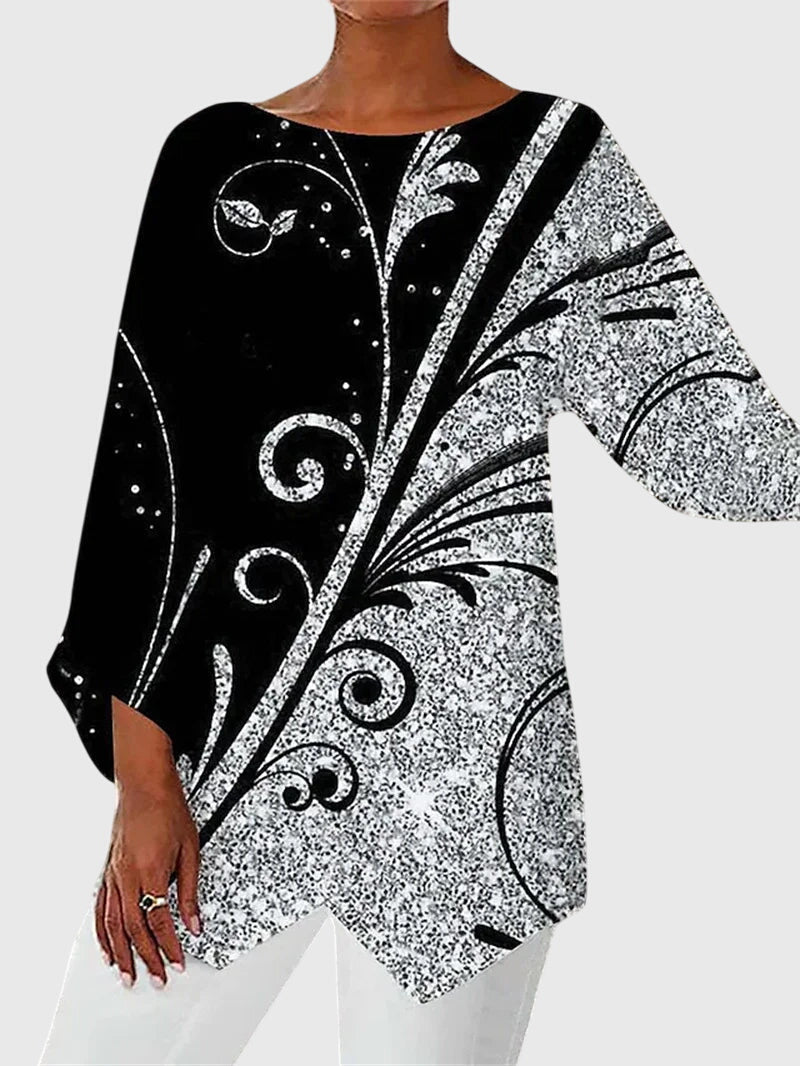 Maya | Elegant Butterfly Print Asymmetric Blouse