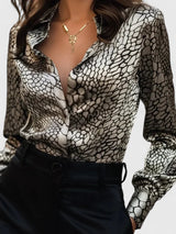 Seraphina | Sophisticated Animal Print Collared Blouse