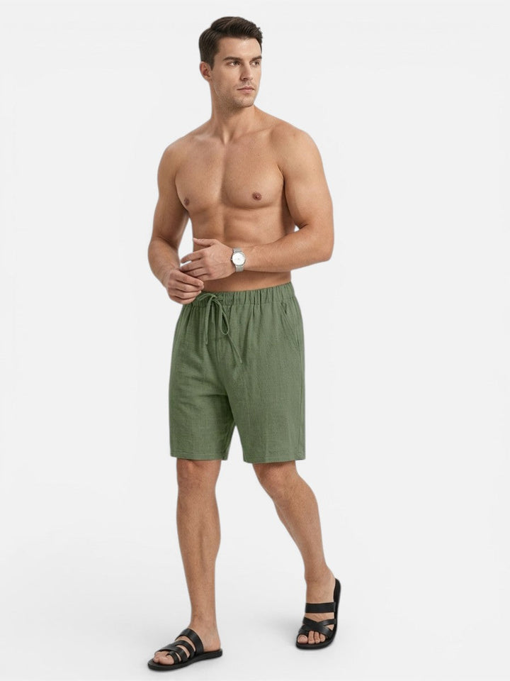 Men’s Casual Drawstring Shorts – Lightweight Linen Look
