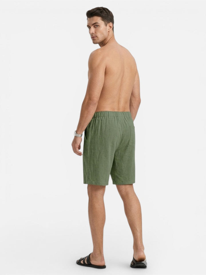 Men’s Casual Drawstring Shorts – Lightweight Linen Look