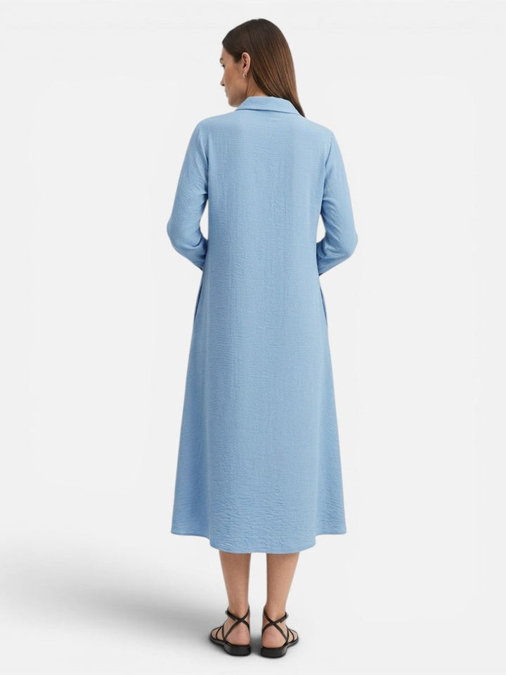 Women’s Button Front Midi Shirt Dress – Relaxed Flattering Fit