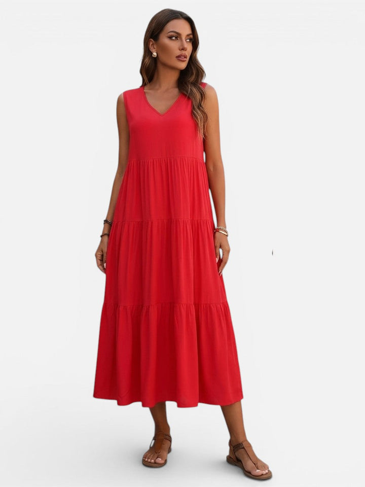 Women’s V-Neck Tiered Maxi Dress – Effortless Summer Elegance