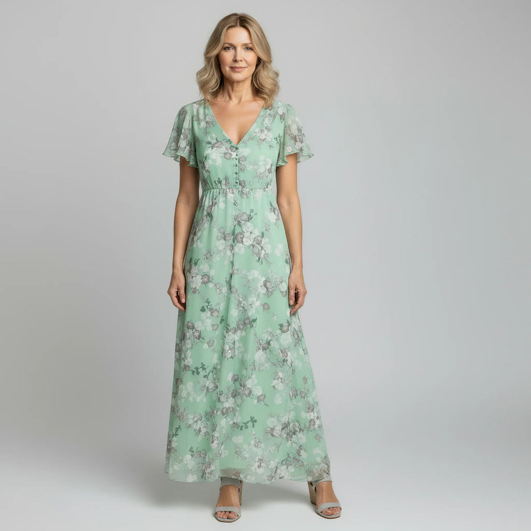 Women’s Floral Maxi Dress – Soft Chiffon Feel