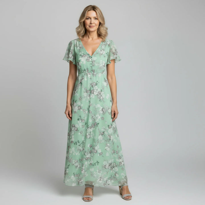 Women’s Floral Maxi Dress – Soft Chiffon Feel