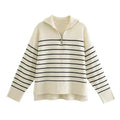 Lucia Striped Half-Zip Knit Sweater