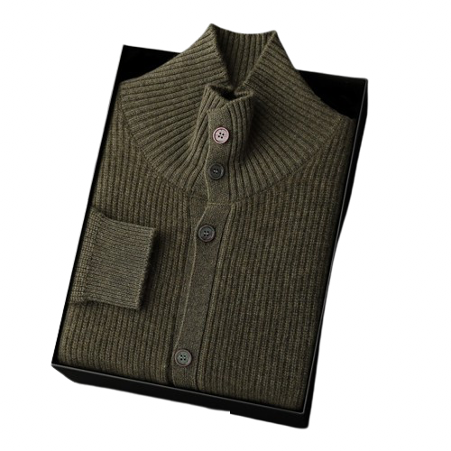 Stand-Collar Knit Cardigan