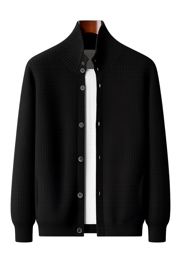 Stand-Collar Knit Cardigan