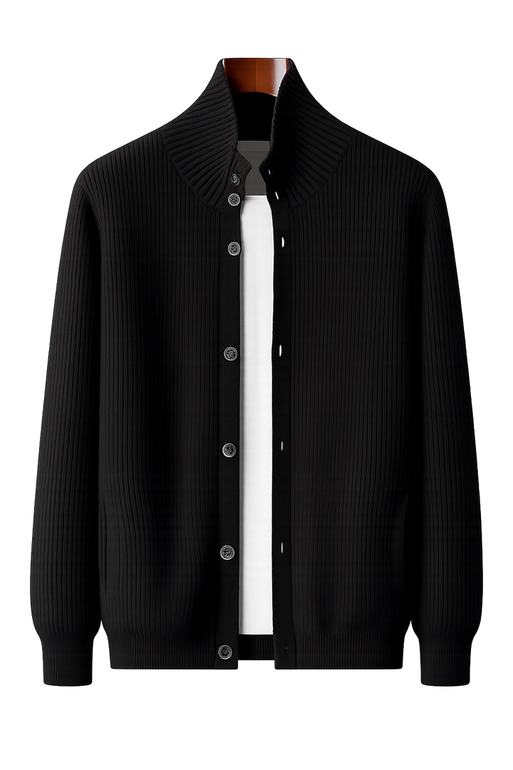 Stand-Collar Knit Cardigan