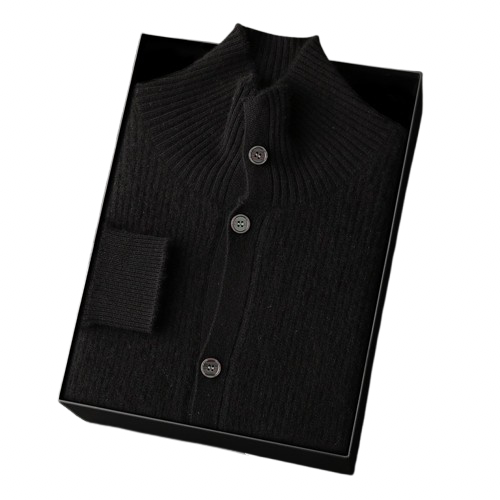 Stand-Collar Knit Cardigan