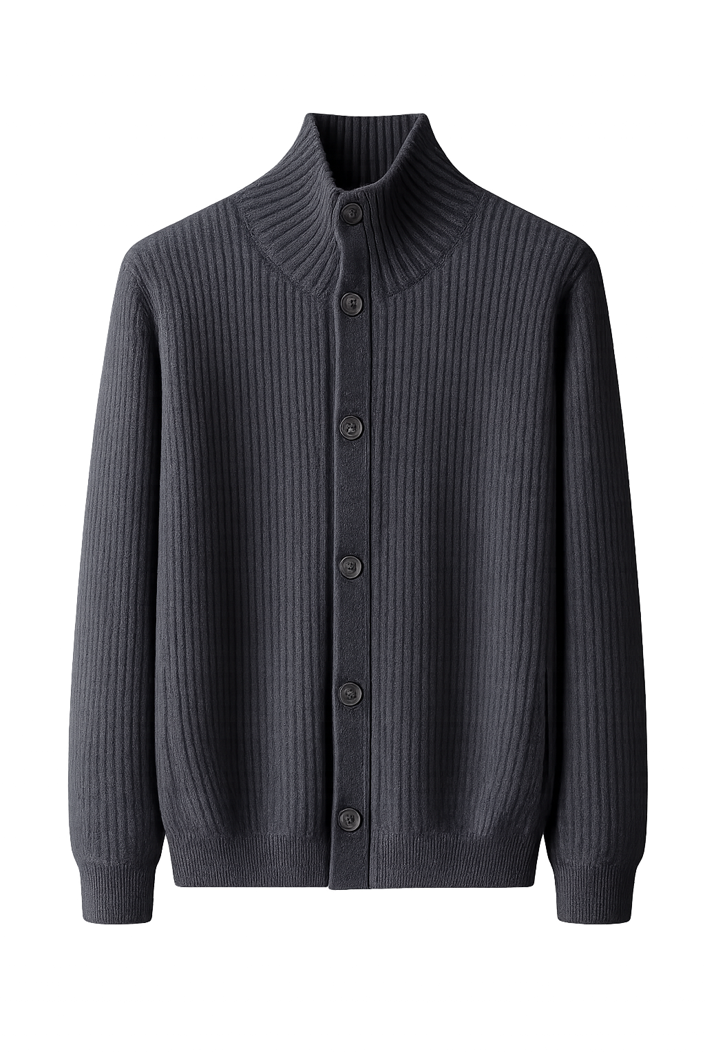 Stand-Collar Knit Cardigan